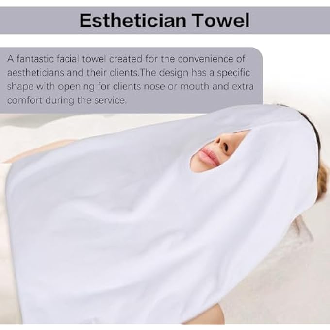 Sinland MICROFIBER FACIAL TOWELS FOR ESTHETICIANS SOFT FACIAL CLOTH WITH SPLIT DESIGN SPA TOWELS FOR FACIAL STEAM MASSAGE AND CLEANSING WHITE - Image 4